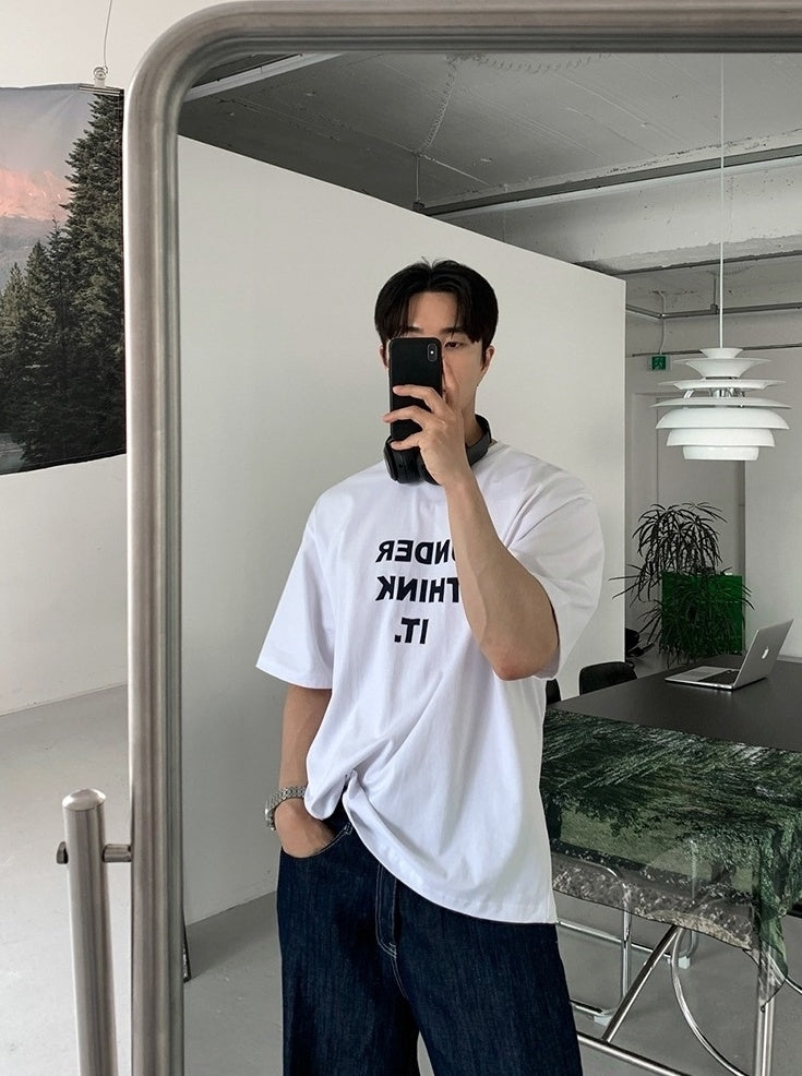 Premium Letter Print Loose T-Shirt