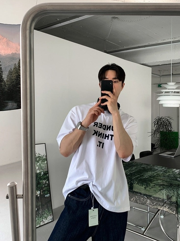 Premium Letter Print Loose T-Shirt