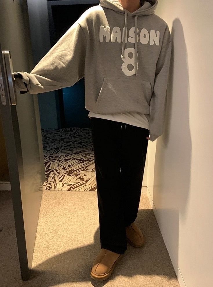 Premium Loose Fit Letter Print Hoodie