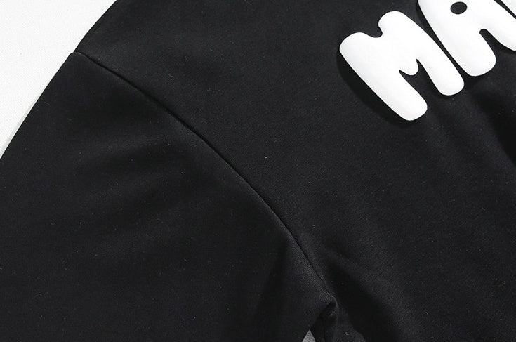 Premium Loose Fit Letter Print Hoodie