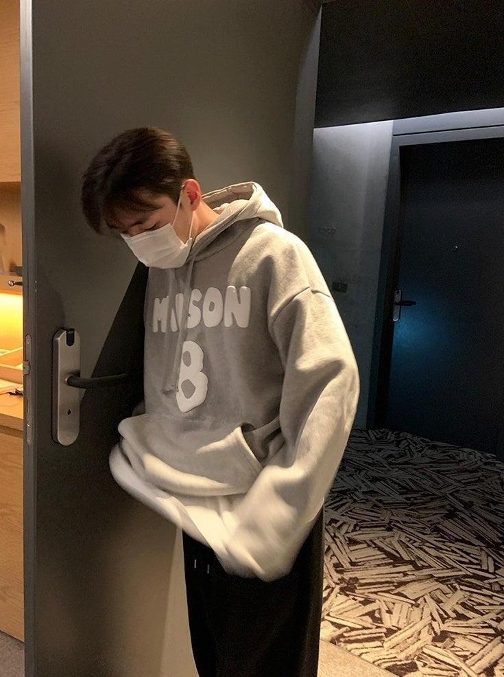 Premium Loose Fit Letter Print Hoodie