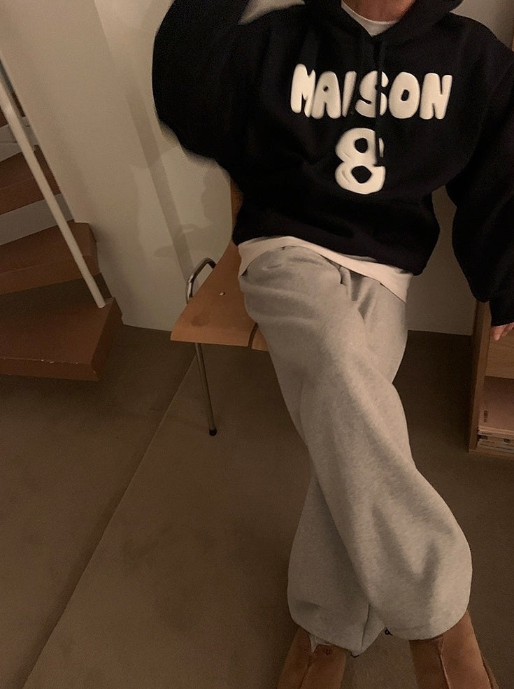 Premium Loose Fit Letter Print Hoodie