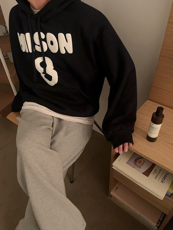 Premium Loose Fit Letter Print Hoodie