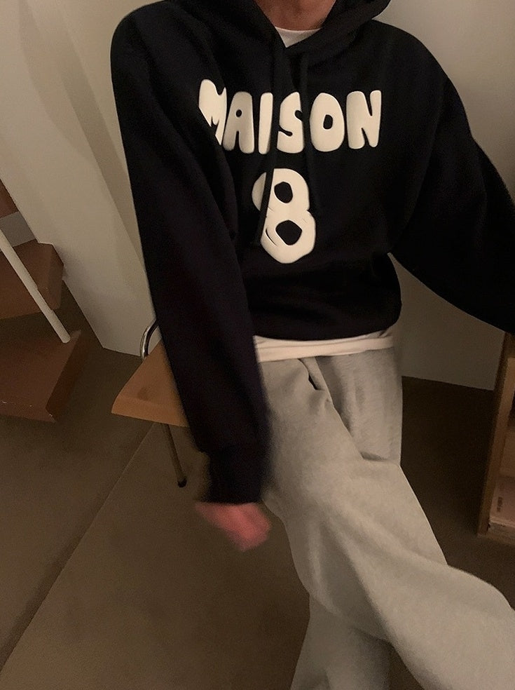 Premium Loose Fit Letter Print Hoodie