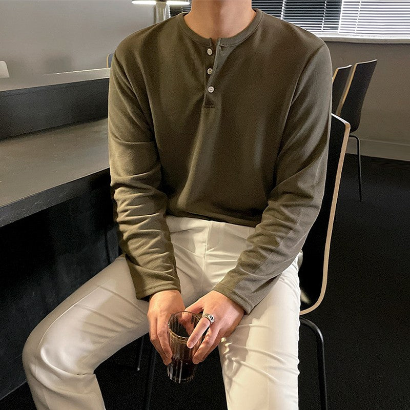 Premium Loose Fit Long Sleeve Henley Shirt