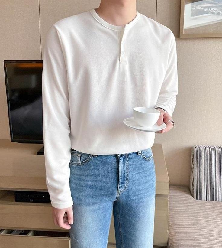 Premium Loose Fit Long Sleeve Henley Shirt