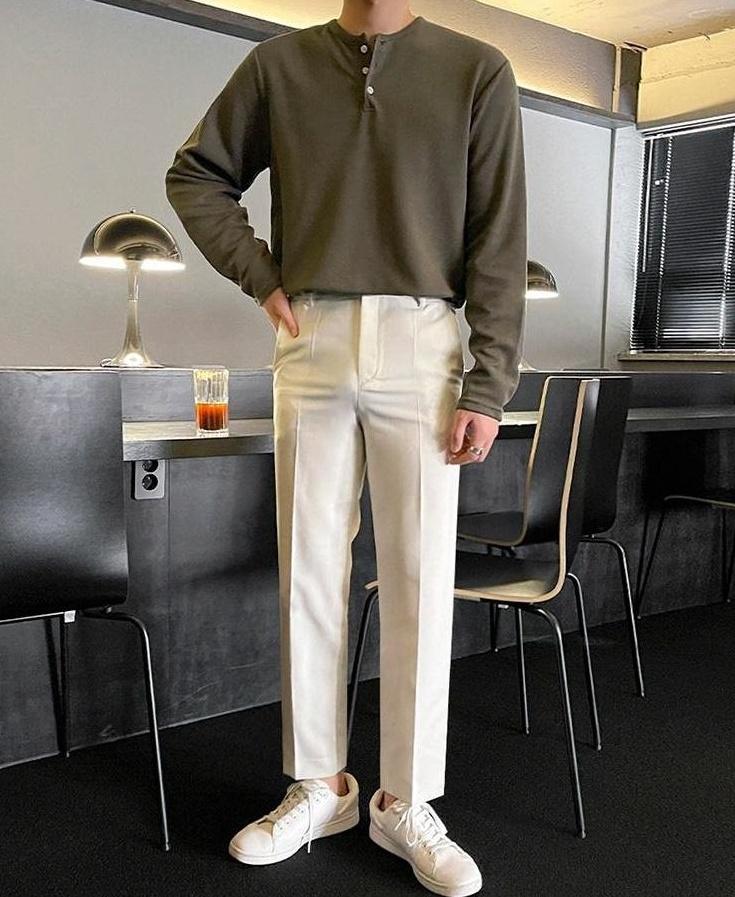 Premium Loose Fit Long Sleeve Henley Shirt