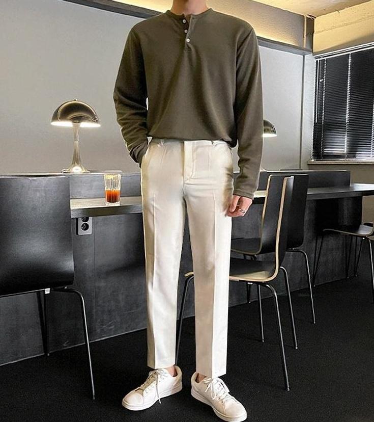Premium Loose Fit Long Sleeve Henley Shirt