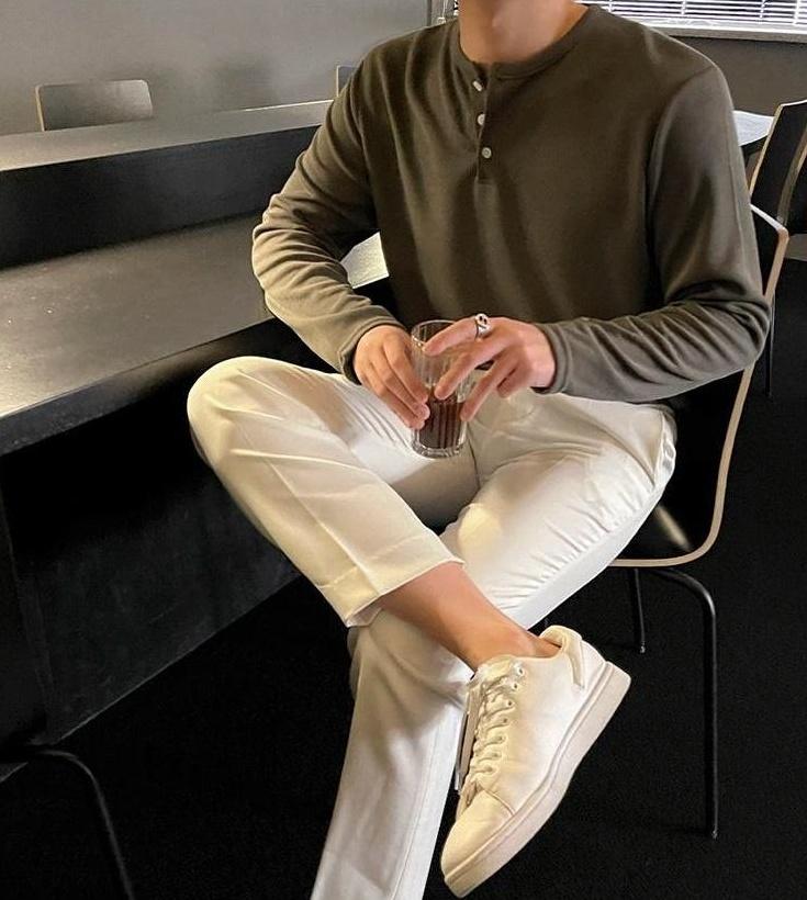 Premium Loose Fit Long Sleeve Henley Shirt