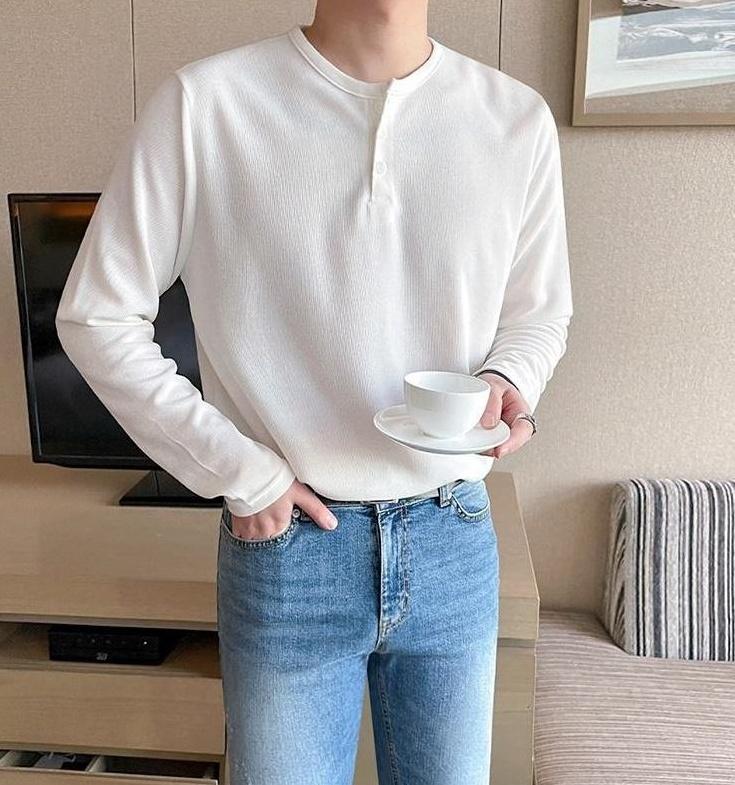 Premium Loose Fit Long Sleeve Henley Shirt