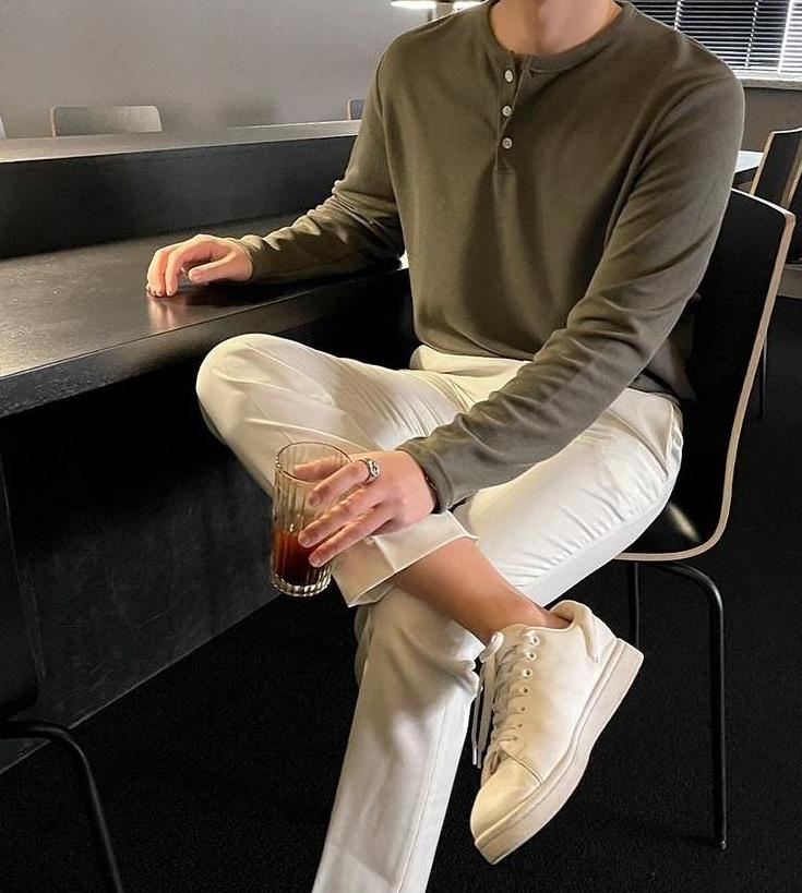 Premium Loose Fit Long Sleeve Henley Shirt