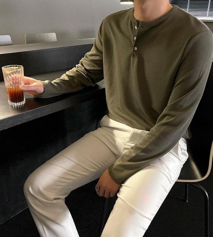 Premium Loose Fit Long Sleeve Henley Shirt
