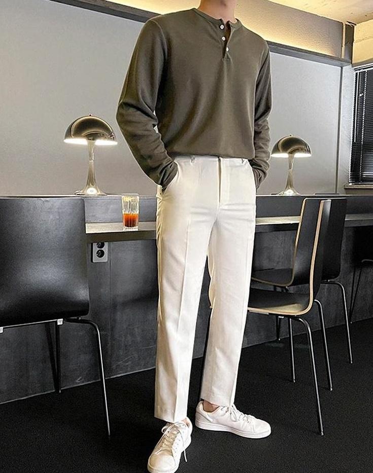 Premium Loose Fit Long Sleeve Henley Shirt