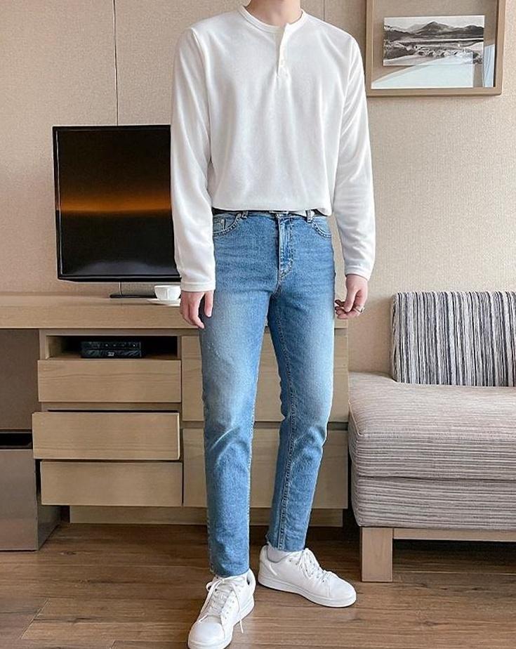 Premium Loose Fit Long Sleeve Henley Shirt