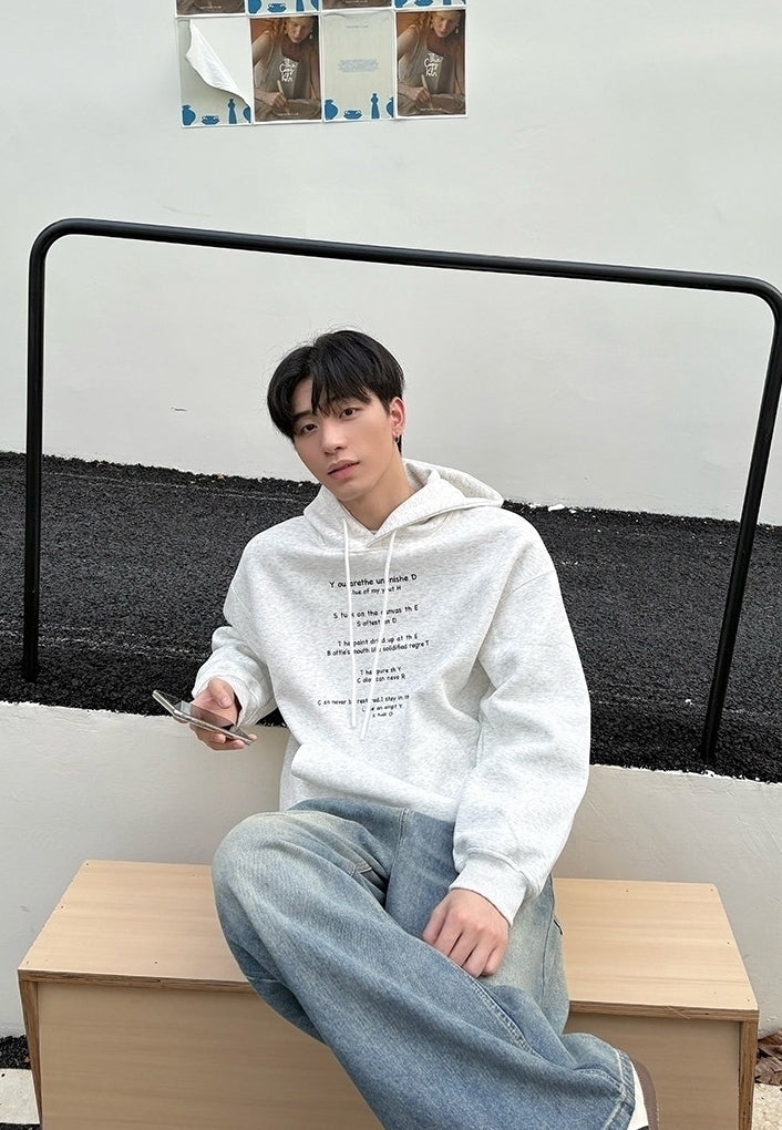 Printed Letter Hooded Loose Sweatshirt Casual Versatile Top