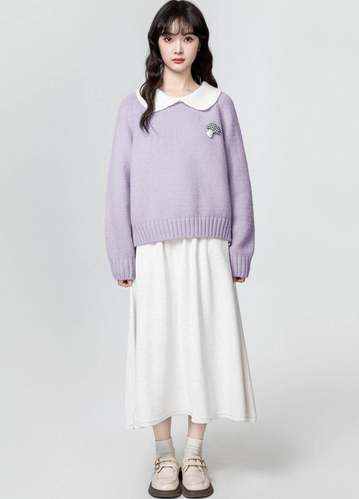 Purple Doll Collar Knit Sweater Top