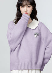 Purple Doll Collar Knit Sweater Top