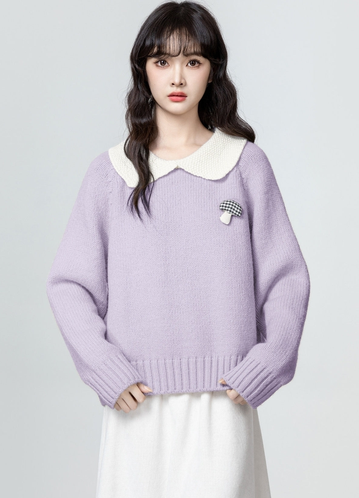 Purple Doll Collar Knit Sweater Top