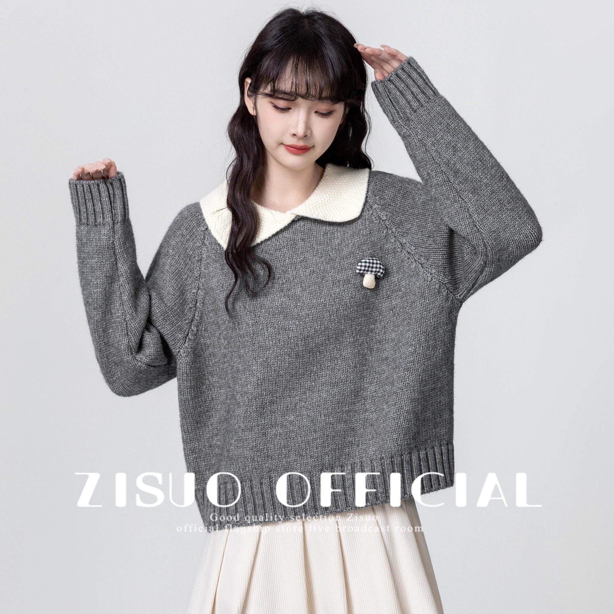 Purple Doll Collar Knit Sweater Top