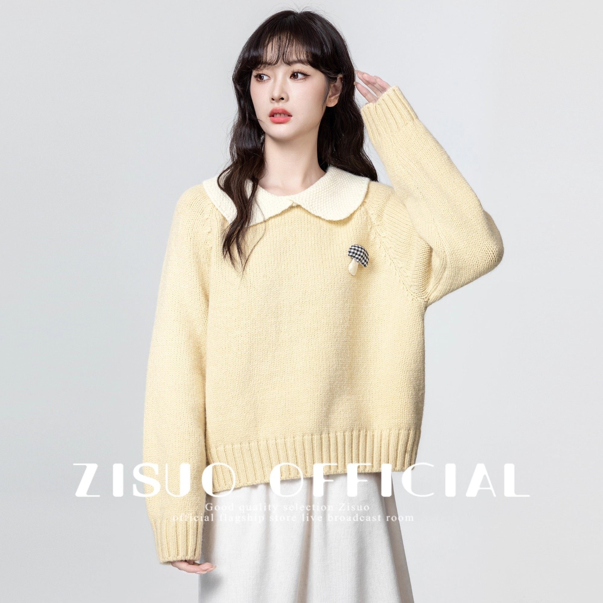 Purple Doll Collar Knit Sweater Top