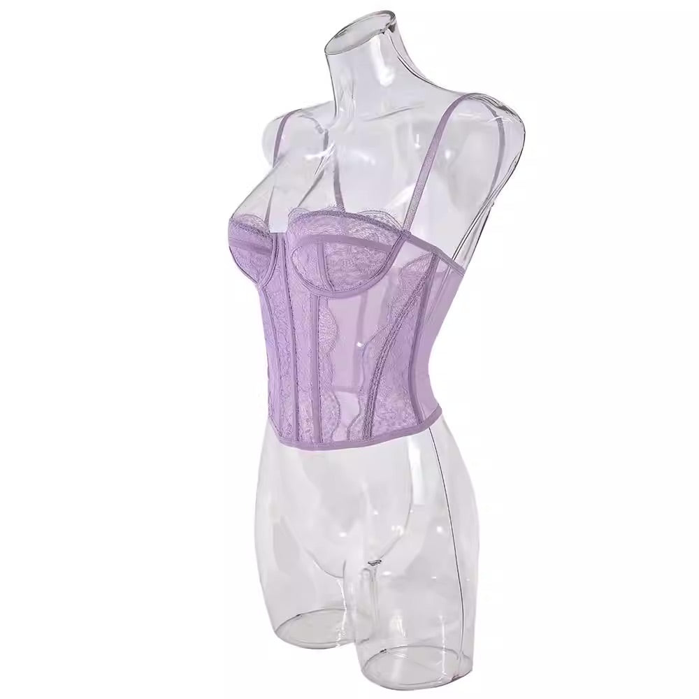 Purple Lace Corset Bustier Top