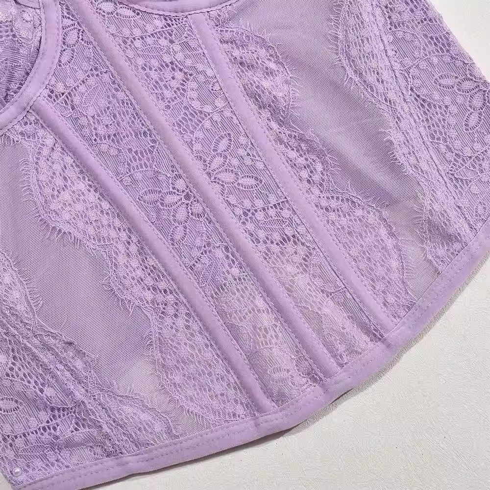 Purple Lace Corset Bustier Top