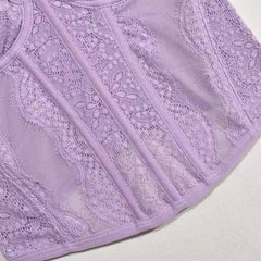 Purple Lace Corset Bustier Top