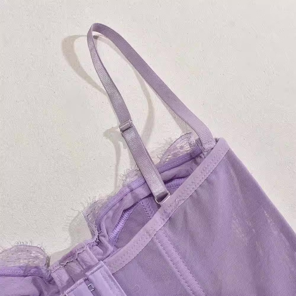Purple Lace Corset Bustier Top