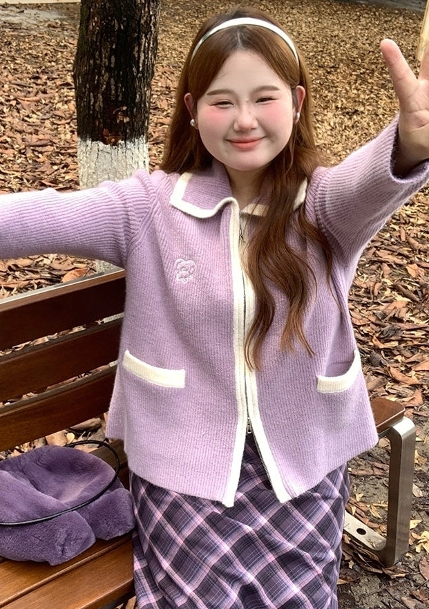 Purple Plus Size Cardigan