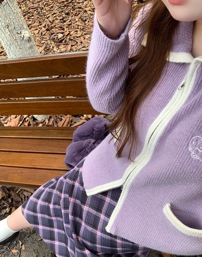 Purple Plus Size Cardigan