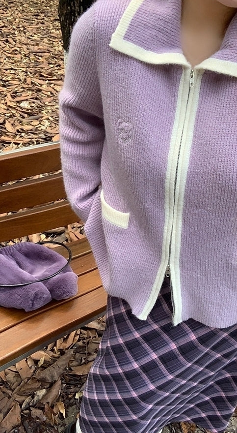 Purple Plus Size Cardigan