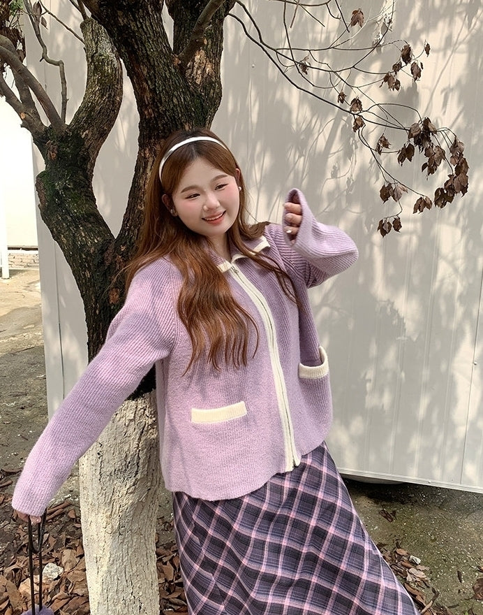 Purple Plus Size Cardigan