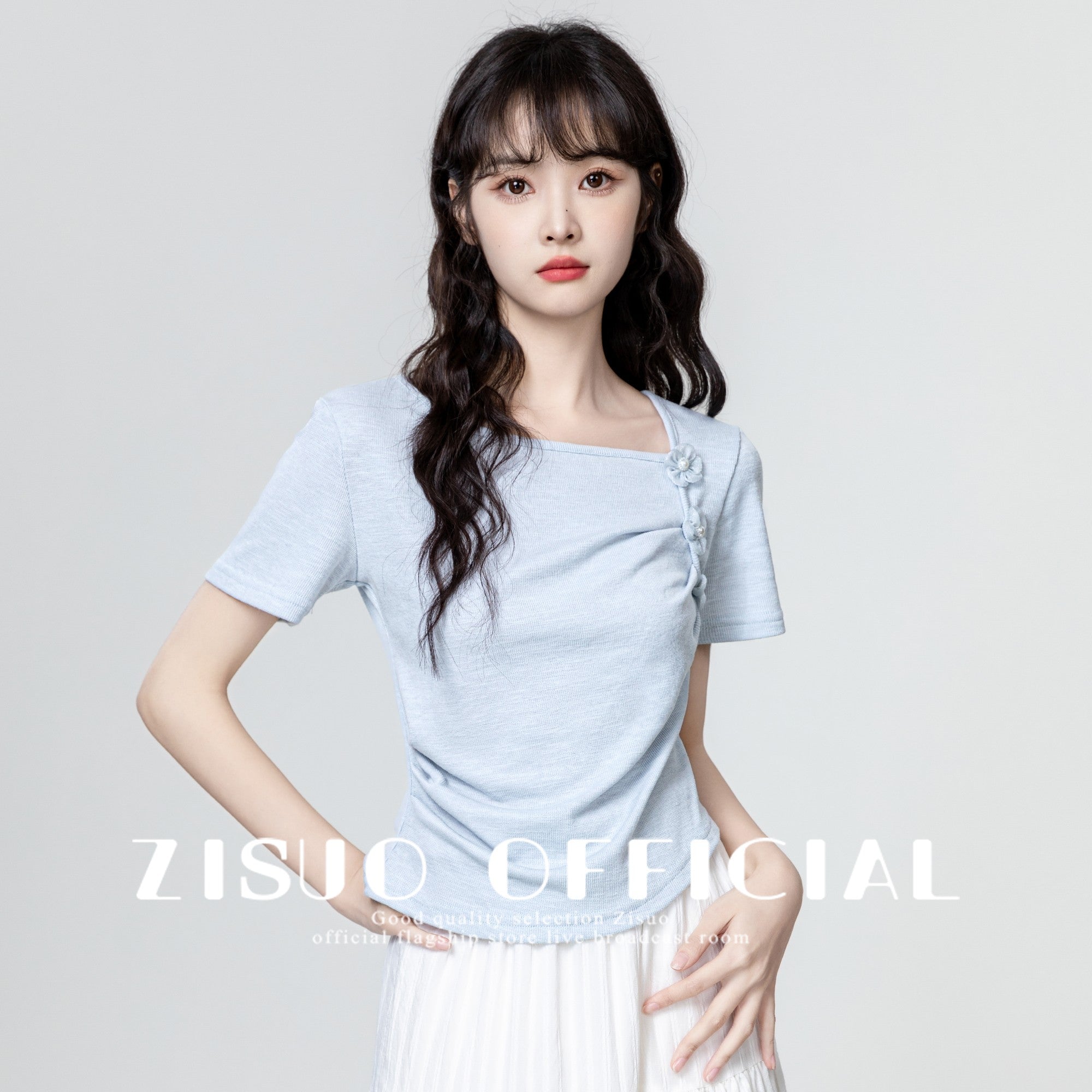 Purple Ruched Floral Design Short Sleeve Top