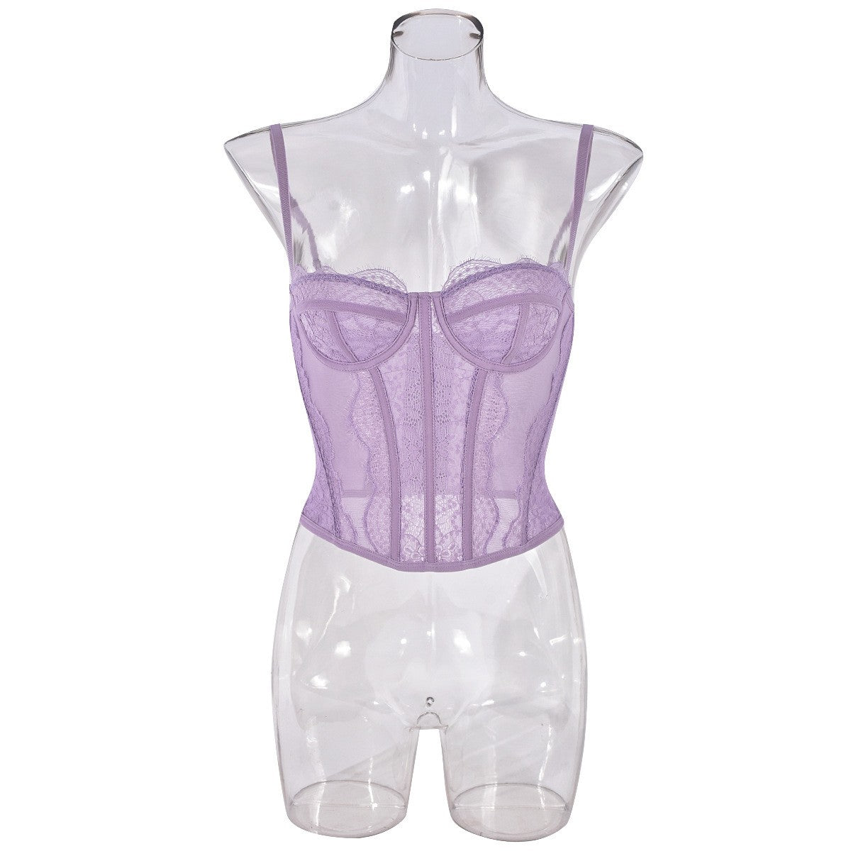 Purple Sheer Mesh Corset Top