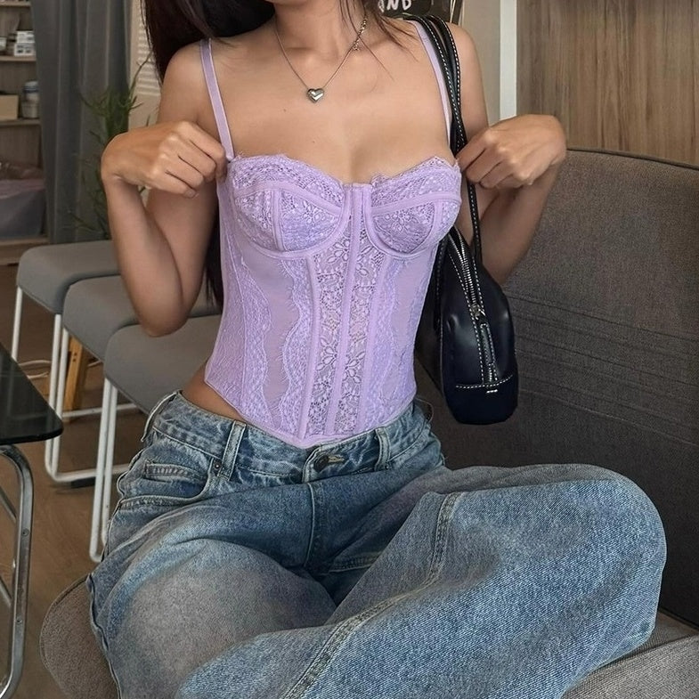 Purple Sheer Mesh Corset Top