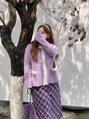 Purple Plus Size Cardigan