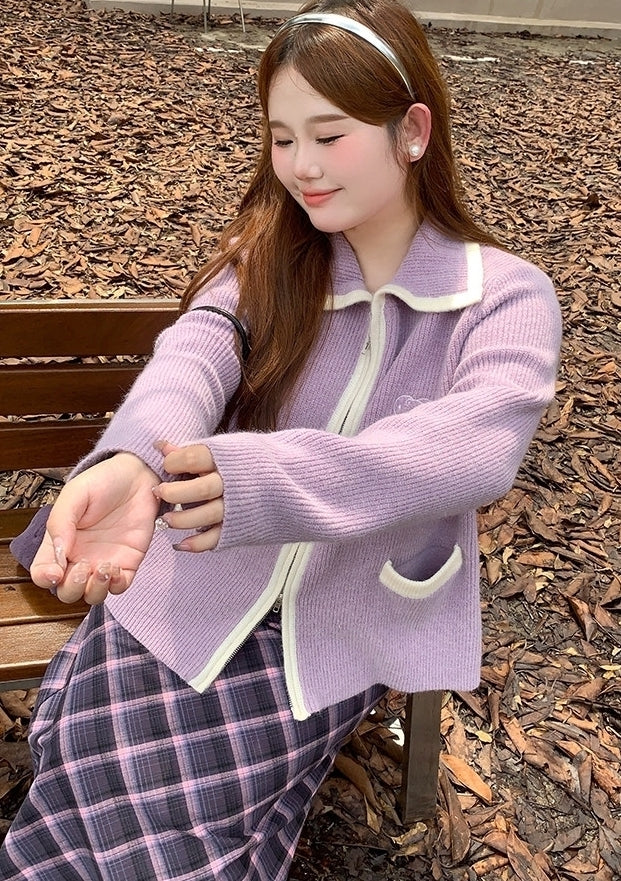 Purple Plus Size Cardigan