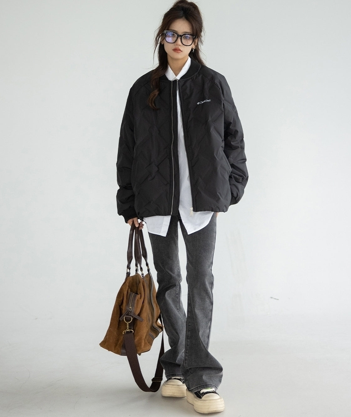 Quilted Lightweight Down Bomber Jacket
