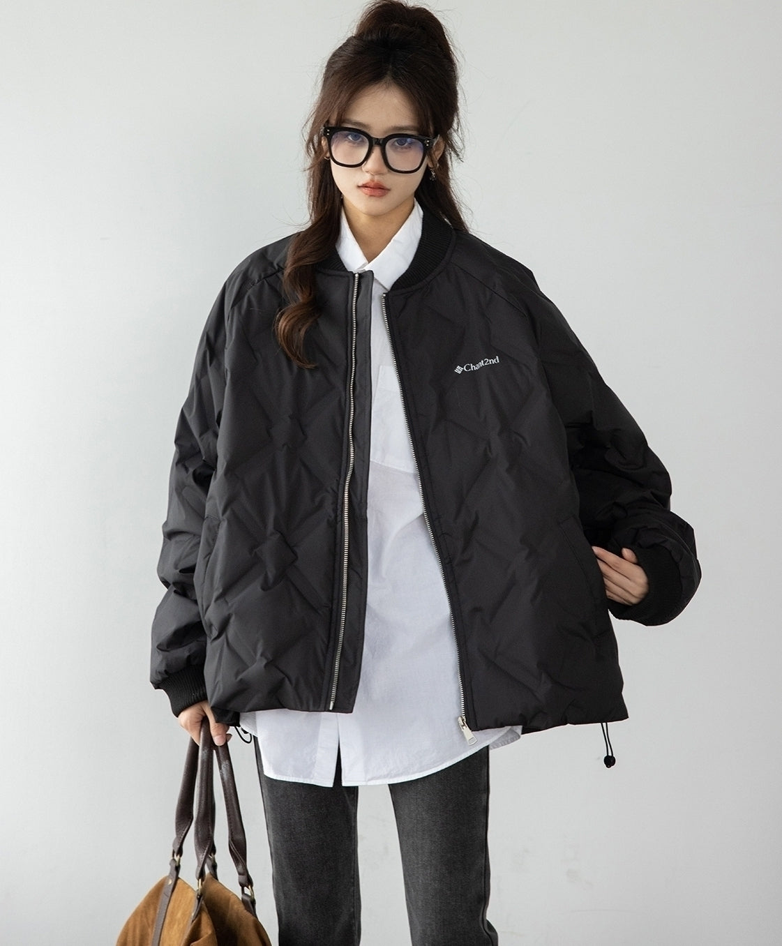Quilted Lightweight Down Bomber Jacket