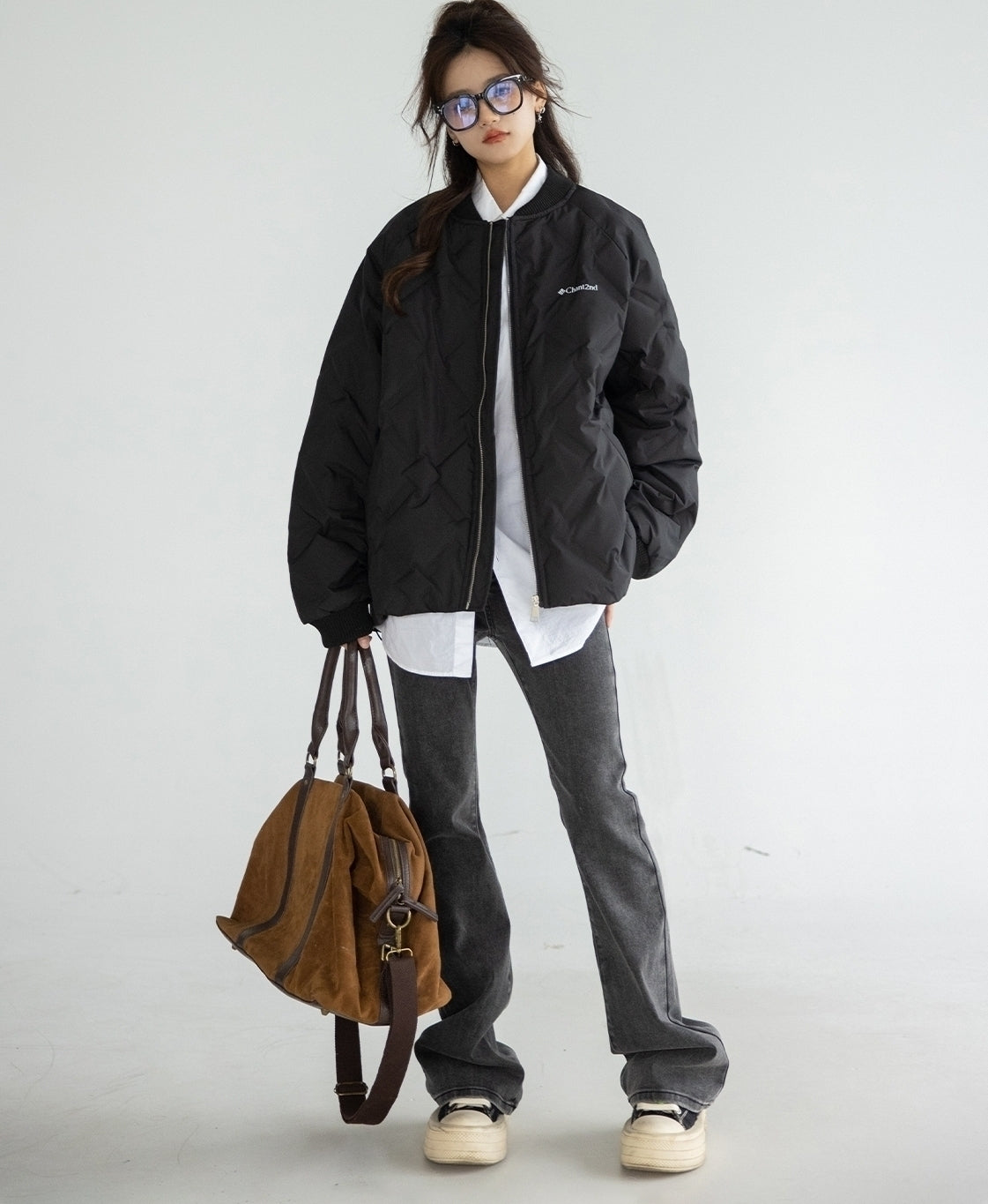 Quilted Lightweight Down Bomber Jacket