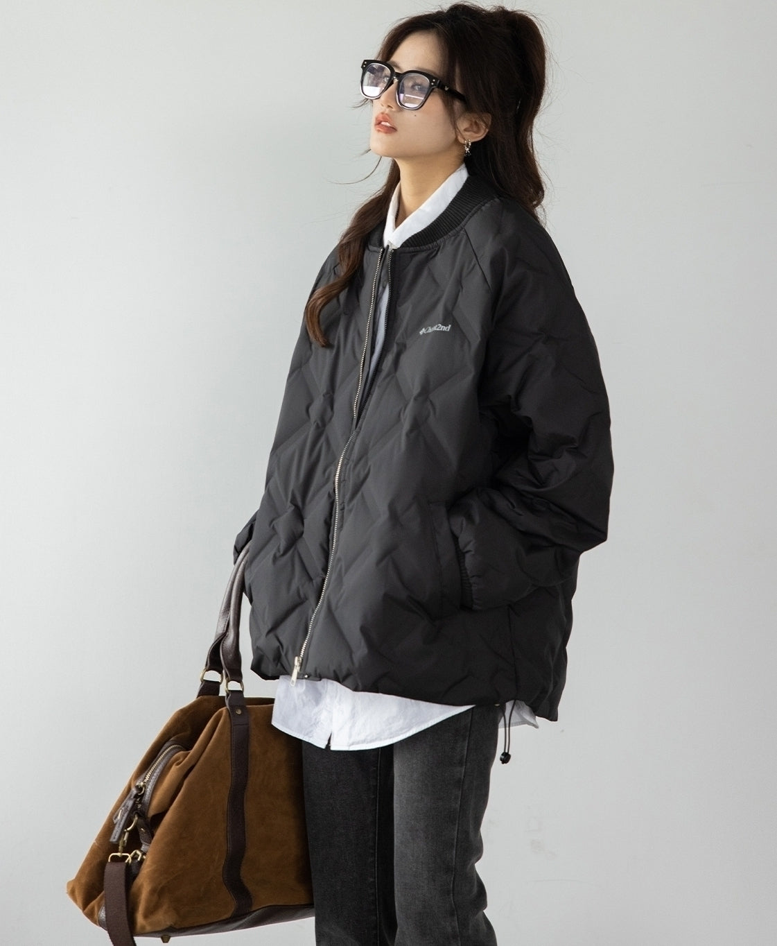Quilted Lightweight Down Bomber Jacket