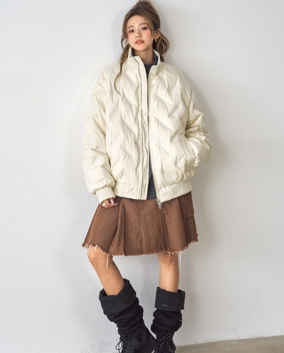 Stand Collar Quilted Puffer Jacket Warm Short Coat