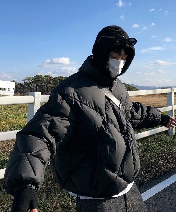 Quilted Stand Collar Winter Puffer Jacket