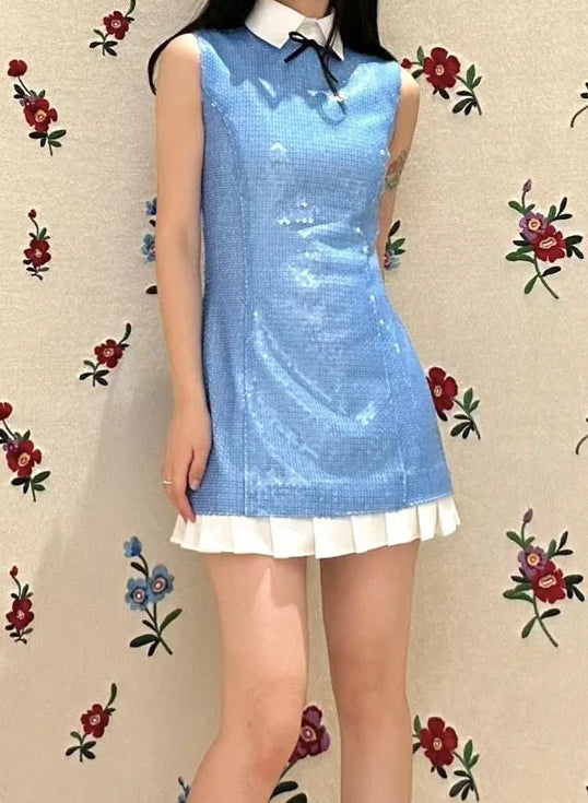 Blue Sequin Embellished Dress