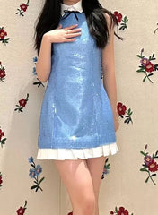 Blue Sequin Embellished Dress