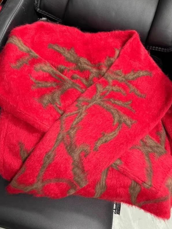 Red Abstract Pattern Cozy Sweater