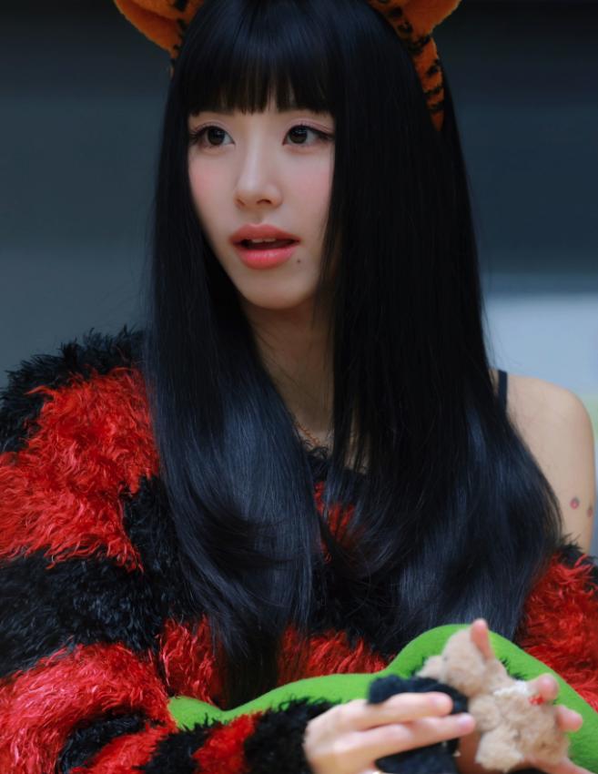 Red And Black Striped Fuzzy Knit Sweater