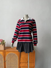 Red And Blue Stripes Long Sleeve Polo