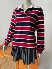 Red And Blue Stripes Long Sleeve Polo