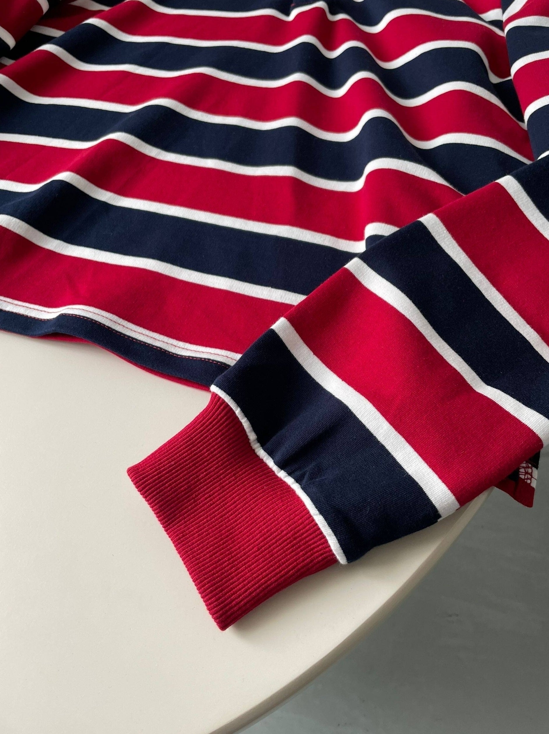 Red And Blue Stripes Long Sleeve Polo